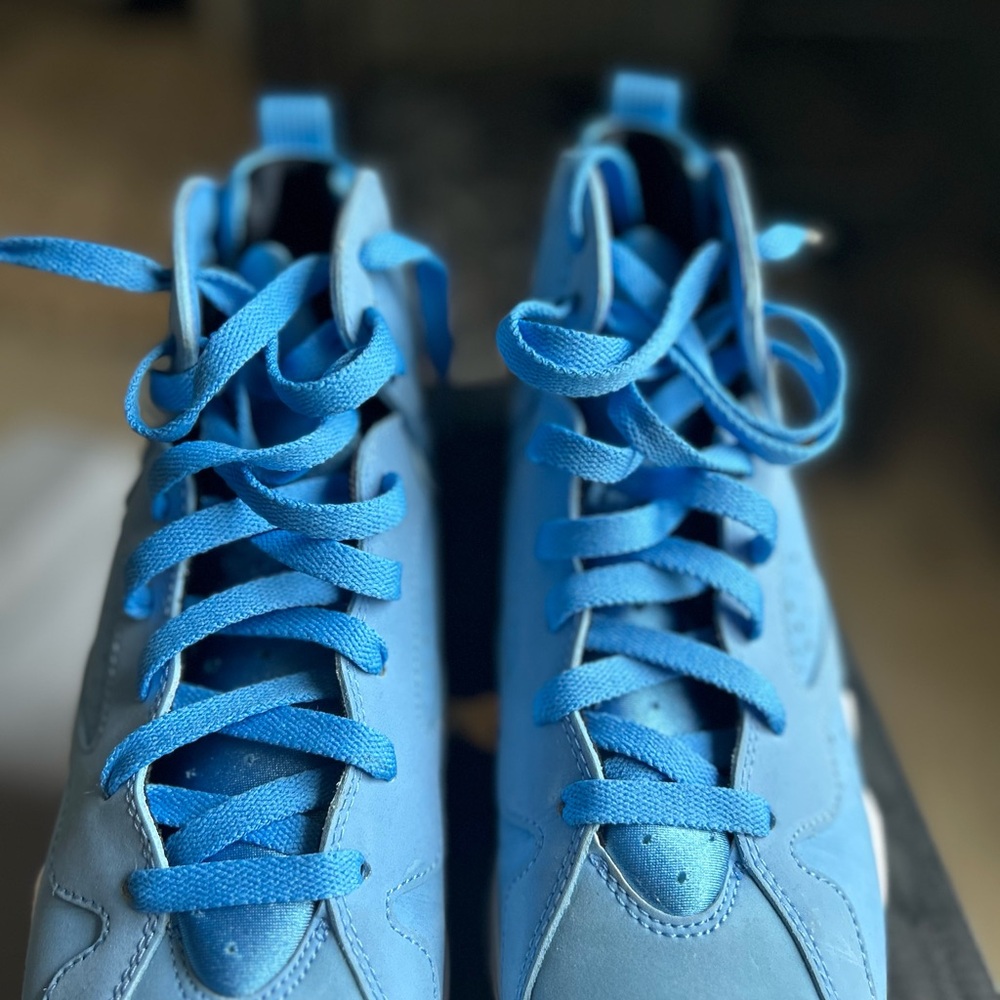 Blue and white Jordan’s